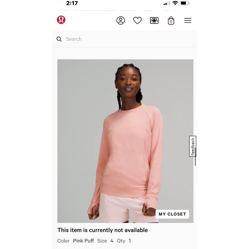 Lululemon pink sweatshirt Size 4